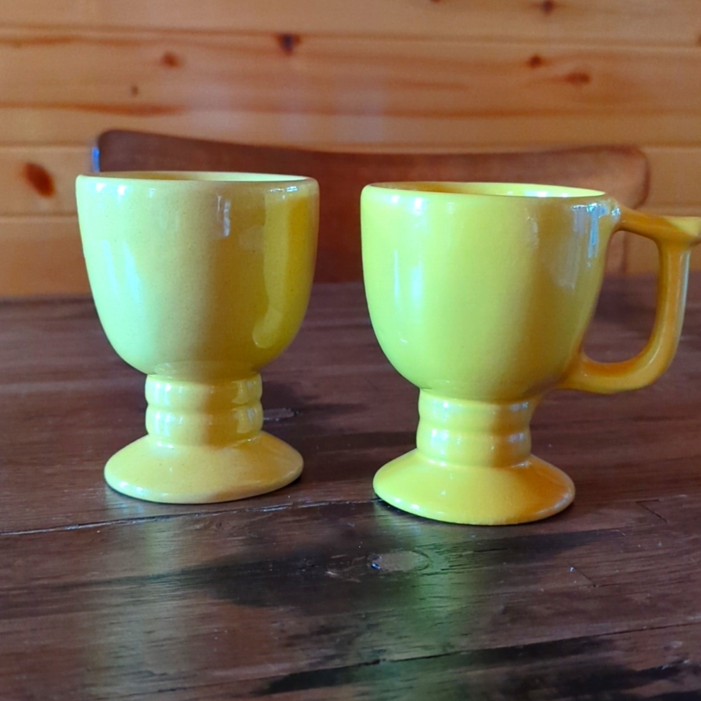 Beautiful Duo of Frankoma Marigold C13 Mug w/handle and 26LC Footed Goblet.